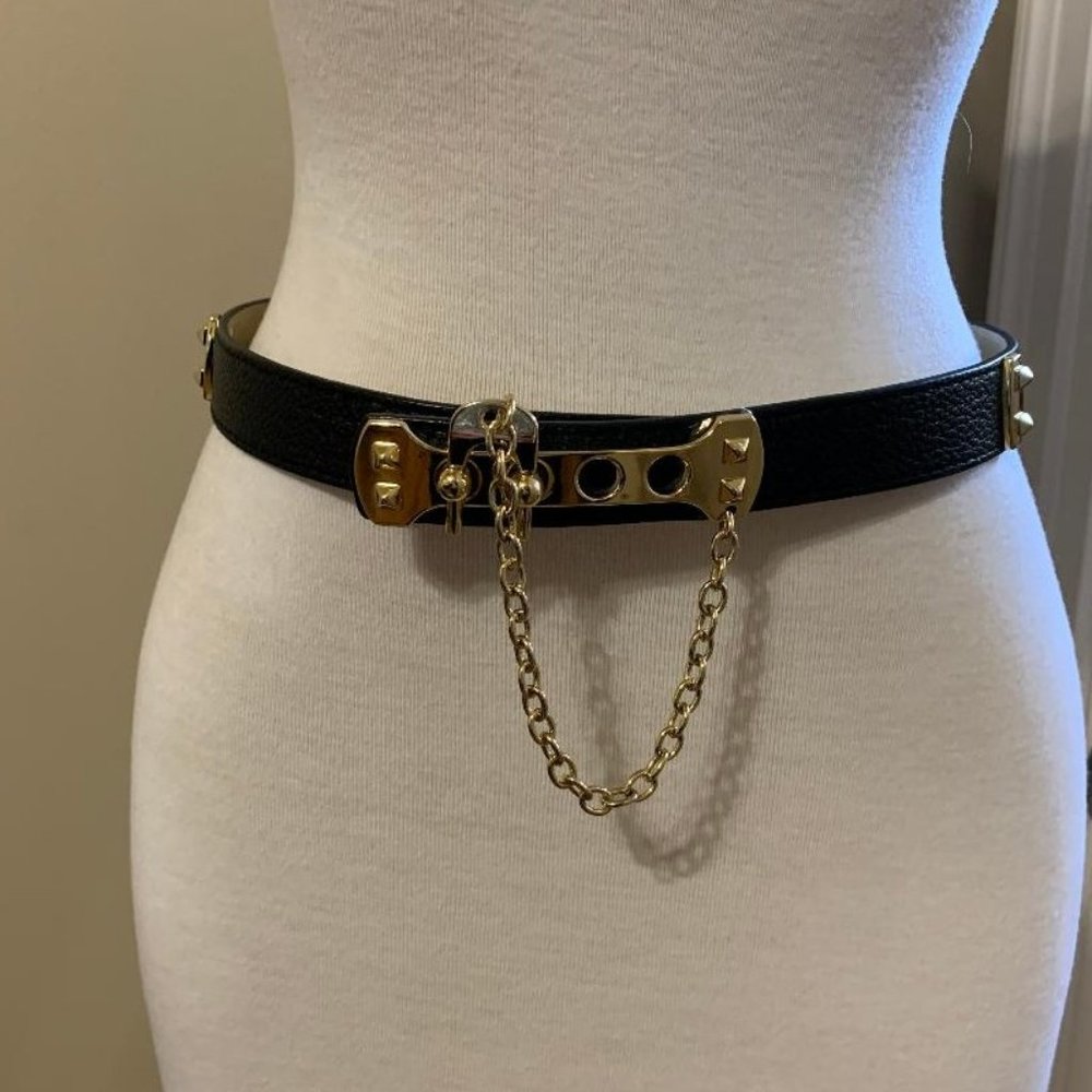 BCBGMAXAZRIA Black and Gold Chain Belt Size Small